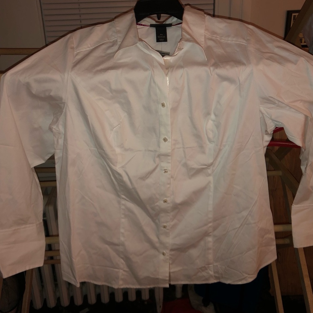 Lane Bryant NWT White long sleeve button blouse